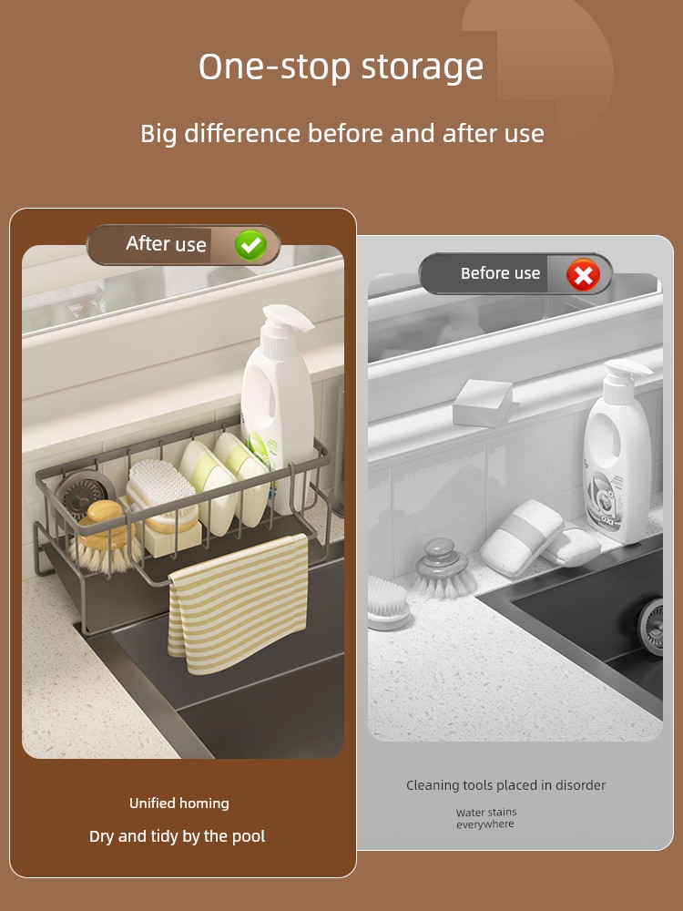 Rag Drain Rack Sink Dishwashing Spong Mop Storage Fantastic Multi-Functional Kitchen Supplies For Home Complete Storage Rack