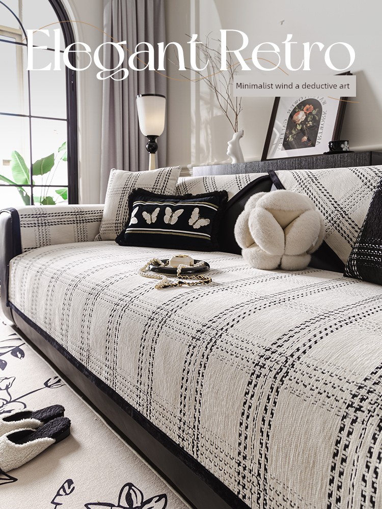 Chenille Sofa Cushion 2024 New Arrival All Year Round Neutral Fixed Non Slip Accessible Luxury Fancy Sofa Cover Cloth Cushion