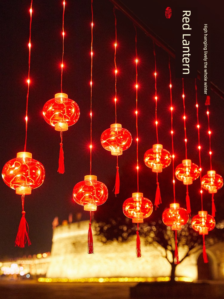 Year of Snake New Arrival Handmade Red Lantern LED Light Hanging Decoration Fu Character Colored Lights Spring Festival Lantern Festival Courtyard Outdoor Waterproof Decoration