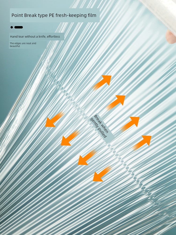 Jujiajia Plastic Wrap For Home PE Food Grade Refrigerator Plastic Wrap Kitchen Food Special High Temperature Resistant Point Break Type