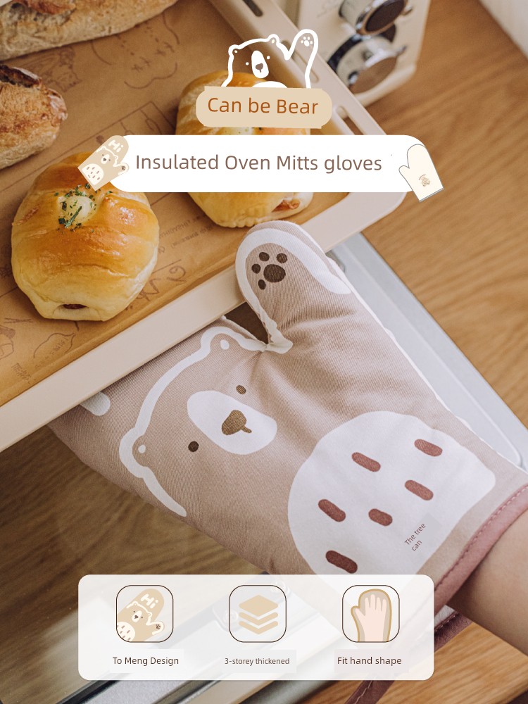 Tree Can Bear Anti-Hot Gloves Kitchen Oven High Temperature Resistant Clip Microwave Oven Thickened Heat Insulation Baking Cute Gloves