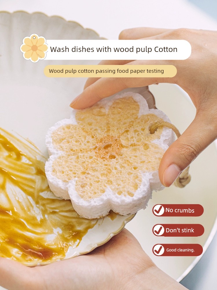 Decontamination Absorbent Baby Wood Pulp Dish-Washing Sponge Scouring Pad