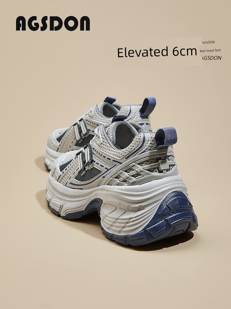 Platform Dad Shoes Women's 2025 New Arrival Spring Gray Fall and Winter Fleece-lined Super Beautiful Feet Small Increased Casual Sports