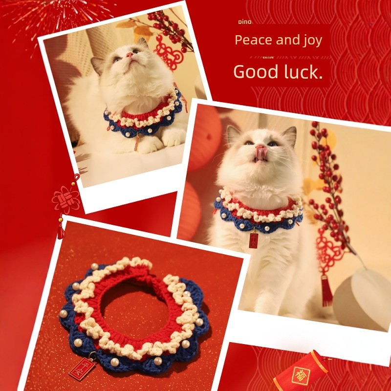 Cat Collar Cat Scarf Dog Ornament Collar Kitten Neck Decoration Cute Accessories Bell Pet Necklace
