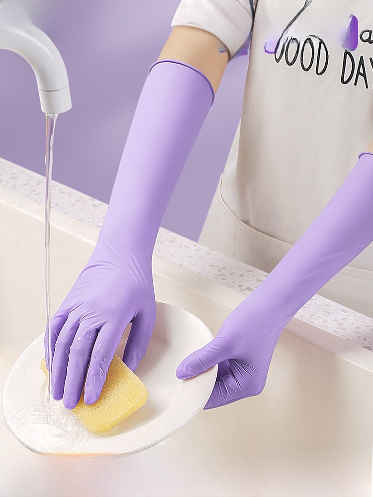 Dishwashing Gloves Nitrile Kitchen Durable Latex Waterproof Cleaning Rubber Nitrile Disposable Extended Waterproof Waterproof Food Grade