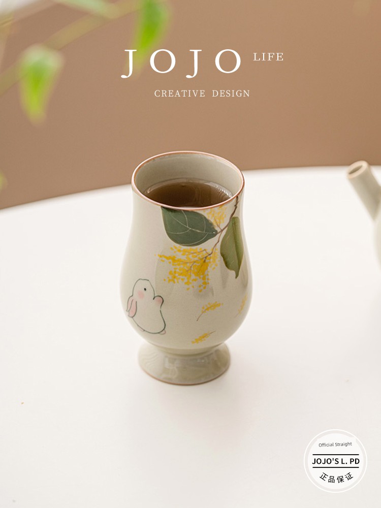 Jojo's L. Pd. Academic. Tea Cup Grass and Wood Gray Rabbit Fragrance-Smelling Cup Ceramic Large Capacity | Theory