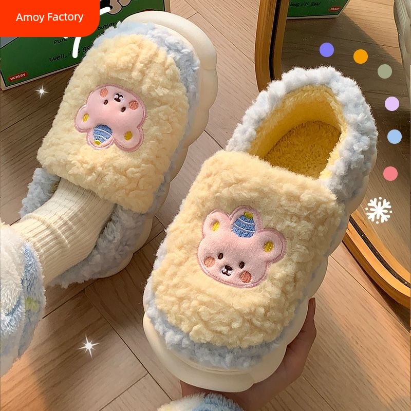 Cotton Slippers Women's Winter 2024 New Arrival Indoor Home Couple Home Heattech Confinement Non Slip Woolen Slipper Winter