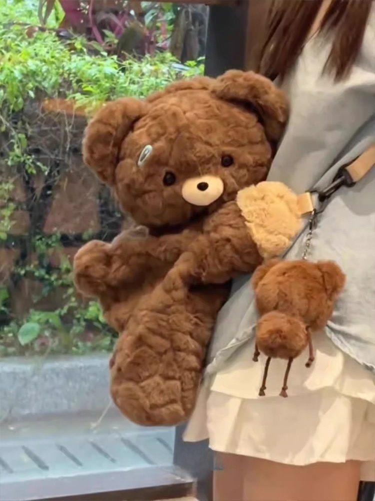 Good-looking Can Heart Bear Lying Bag Stuffed Cartoon Doll Backpack Female Birthday Present Girl's Bag