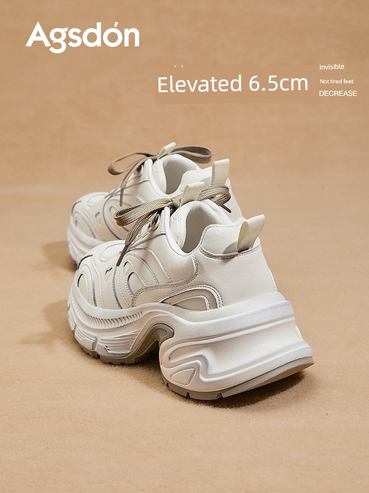 Dad Shoes Women's 2025 New Spring, Autumn and Winter Thick Bottom Increased Leisure Sneaker All-Matching 2024 White WOMEN'S Shoes