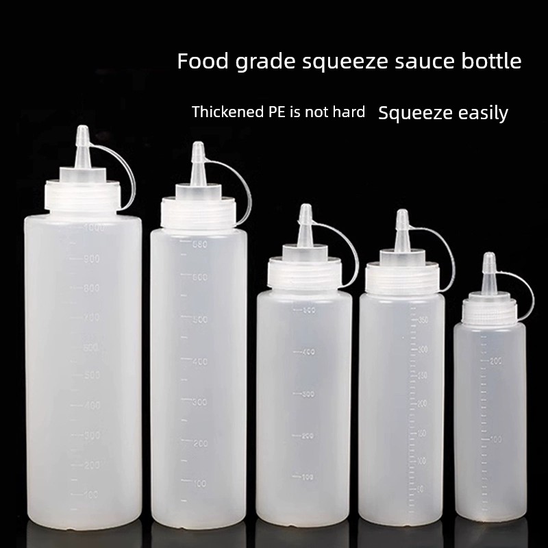 Plastic Jam Squeeze Bottle Food Grade Commercial Squeezing Bottle Vinegar Jam Tomato Salad Dressing Oil Bottle Spice Jar Kitchen Oiler