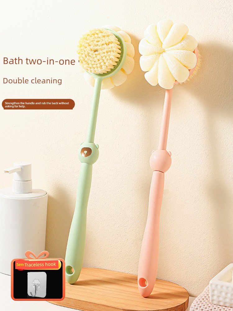 Bath Brush Rubbing the Back without Asking for Help Long Handle Soft Bristle Brush Bath Brush Double-Sided Bath Mud Rubbing Ash Removing Bath Brush Handy Gadget