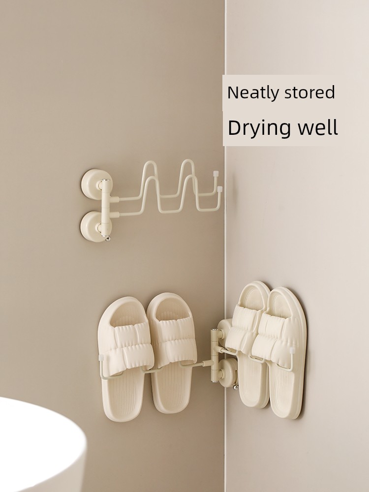 Fasola Suction Cup Slipper Rack Bathroom Punch-Free Toilet Rack Wall-Mounted For Home Storage Drain Rack