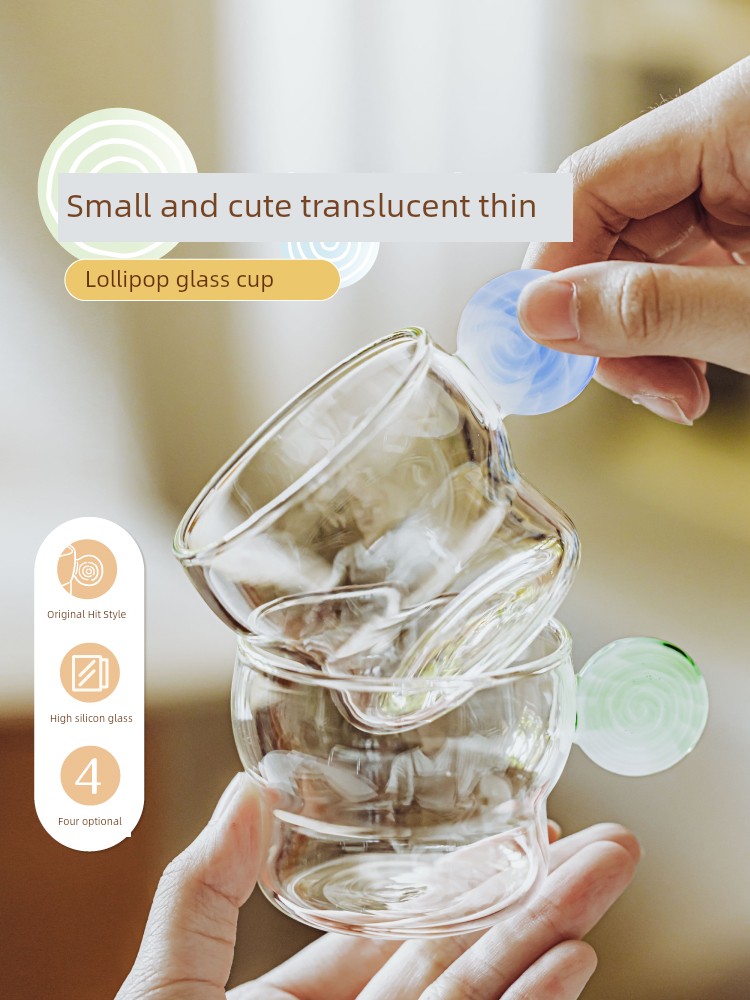 Tree Lollipop Mini Glass Cup Good-looking Cup For Home Drinking Tea with Handle High Temperature Resistant Female Wine Glass Small