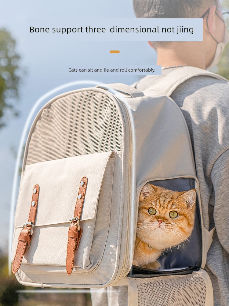 Cat Bag Portable Dog Backpack Cat Backpack Pet Schoolbag Breathable Canvas Cage Cat Bags Pet Supplies
