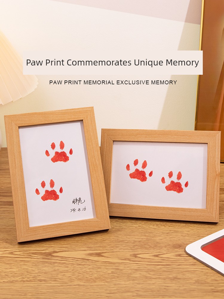 Pet Paw Print Commemorative Hand Print Footprints Paw Print Inkpad Cat and Dog Commemorative Photo Frame Foot Print Stamp Pad Footprint Card