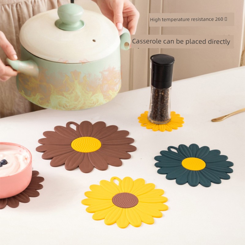 Table Mat Heat Proof Mat High Temperature Resistant For Home Tableware Oven Mitts Flower Plate Dining Table Anti-Scald Bowl Water Kettle Silicone Draining Pad