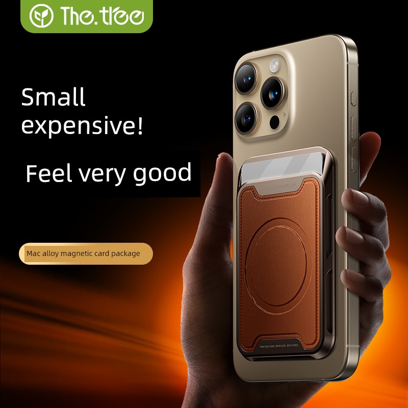 Thetree for Apple 16 Magnetic MagSafe Card Holder Genuine Leather Iphone15promax Apple 14 Apple 13 Magnetic Back Sticker 12 Card Holder Mini Protective Case Bus Access Card