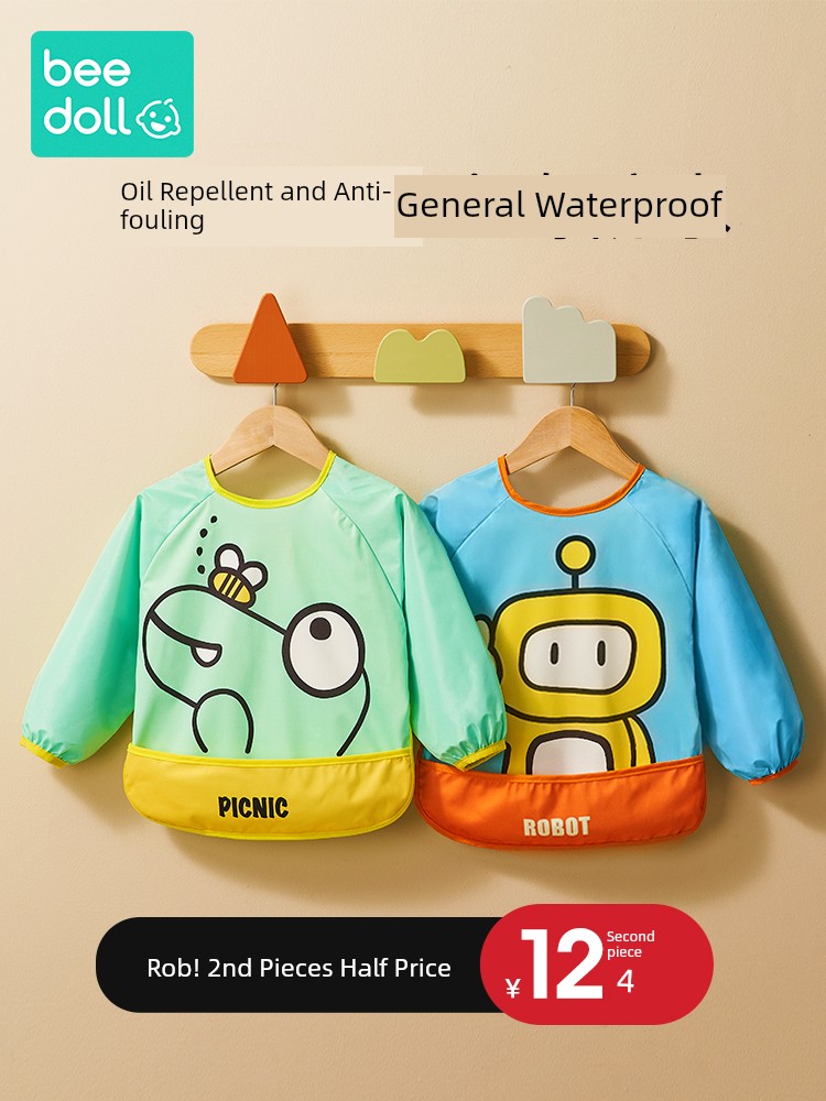 Baby Girls Water and Dirt Resistant Pinny Children's Gown Food Supplement