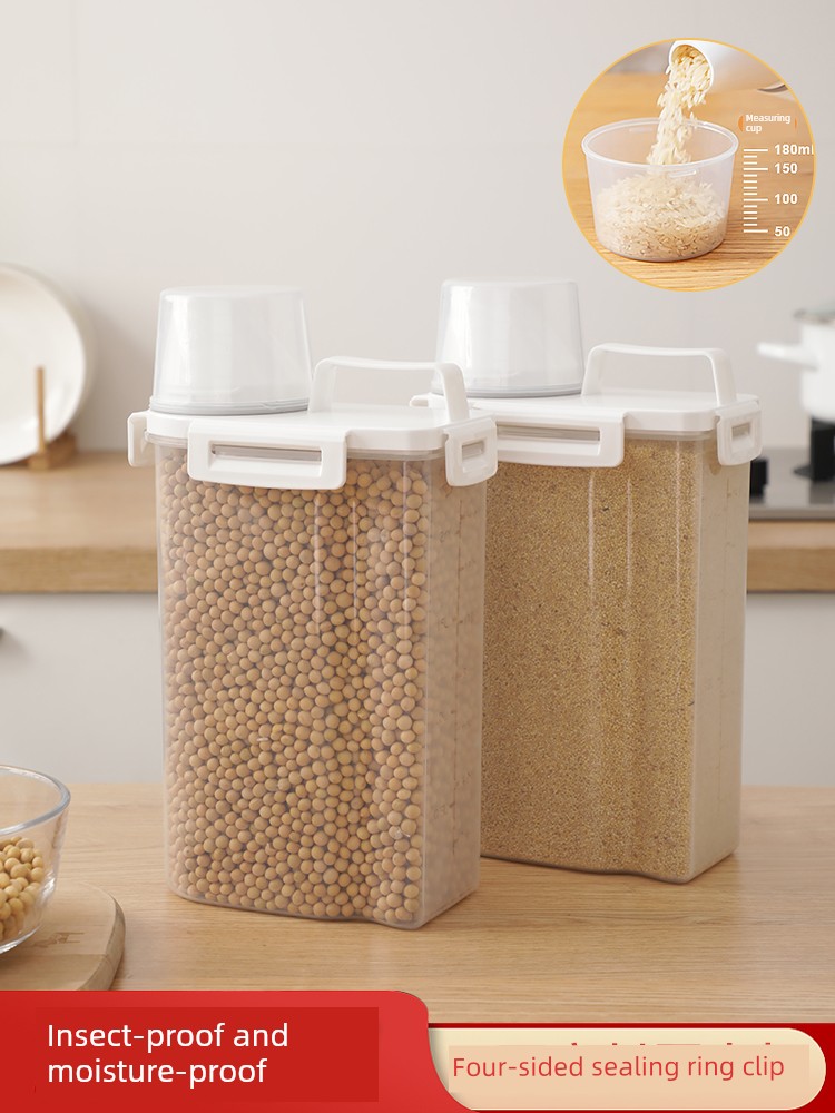 Sealed Jar Cereals Storage Box Kitchen Food Grade Nut Beans Grain Plastic Rice Flour Storage Jar
