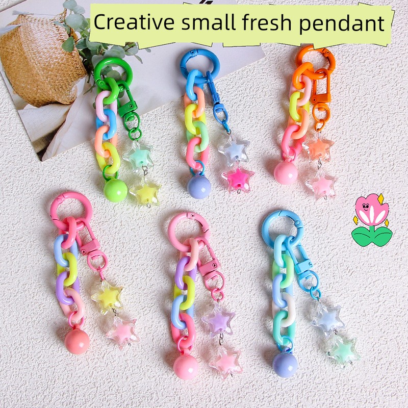 Dopamine Chain Pendant Ins Style Color Key Chain Sweet Fresh Phone Case Hanging Bag Ornament