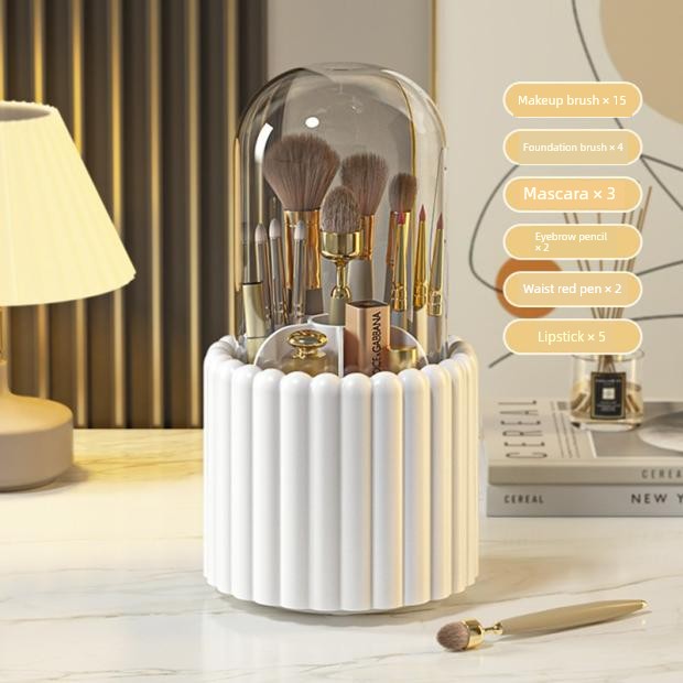 Pen Holder Lipstick Shelf Dustproof Compartment Desktop Cosmetics Storage Box Rotate Makeup Brush Storage Tube Dressing Table
