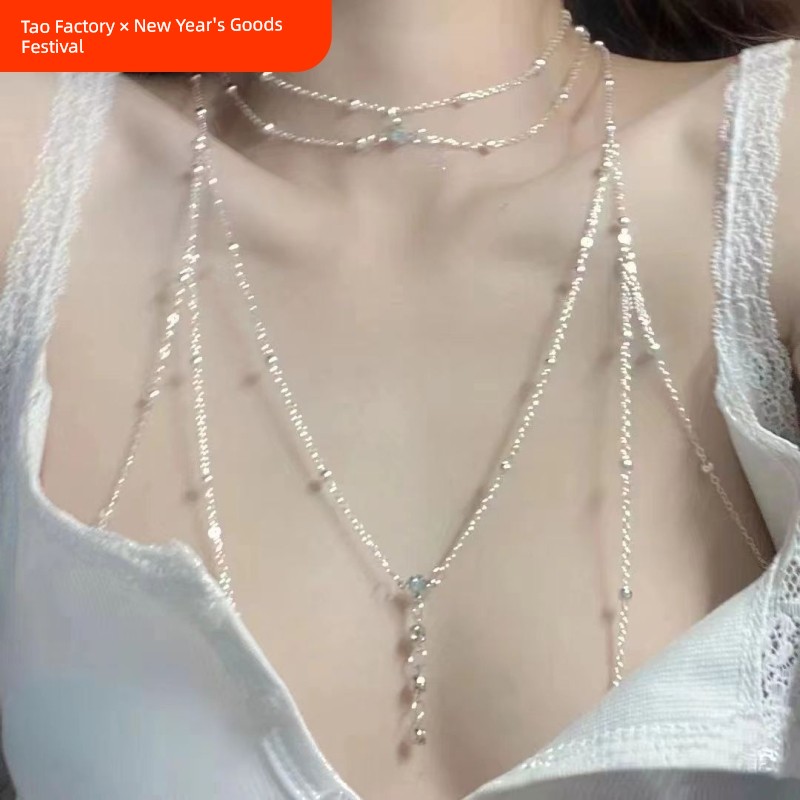 Chest Necklace Body Chains Tassel Necklace Couple Light Luxury Minority Men and Women Sexy Pure Desire Sexy Style Accessories