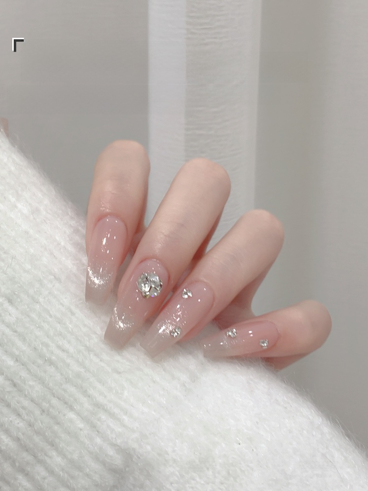 Kasi Hand-Worn New Year Style 2024 Hand-Made Classy Short Mid Length Long Length Nude Retro Cat's Eye Finished Nail Beauty