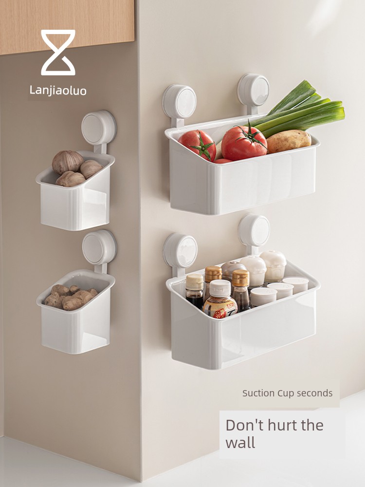 Lazy Corner Sucker Storage Rack Onion, Ginger and Garlic Storage Box Hanging Basket Wall Hanging Kitchen Storage Rack Storage Basket Seasoning Rack