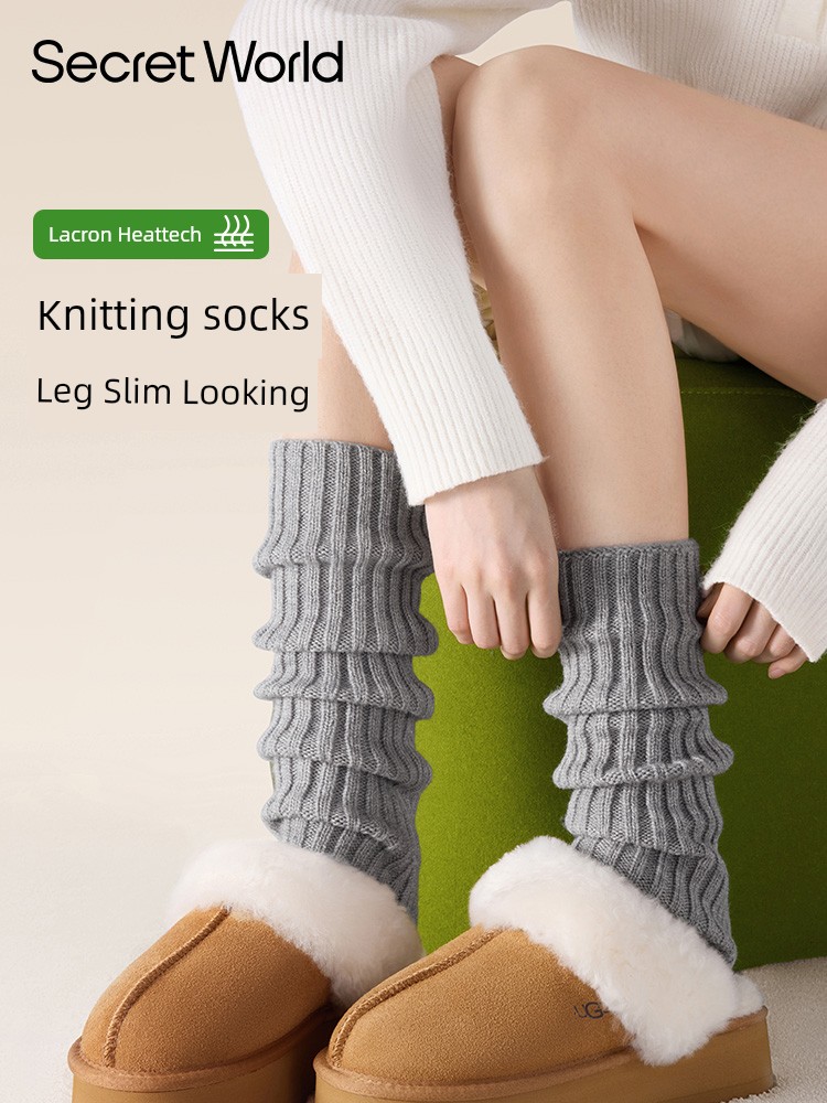 Secret World Knitted Leg Warmers Socks Women's Calf Socks Snow Boots Leg Warmer Autumn-Winter Warm and Thickening Bunching Socks