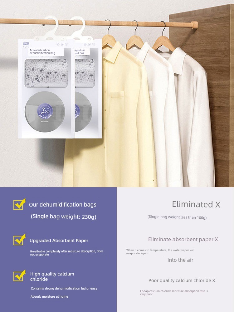 Dehumidification Bag Indoor Hanging Moisture-Proof Moldproof Package Home Dormitory Student Wardrobe Moisture-Absorbing Moisture-Absorbing Desiccant Handy Gadget