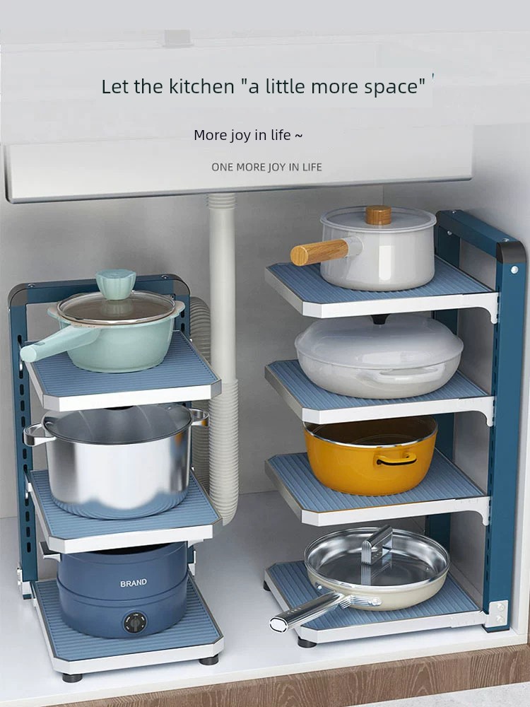 Pot Rack Kitchen Storage Rack For Home Table Adjustable Multi-Layer under-Table Cabinet Layered Storage Pot Storage Rack
