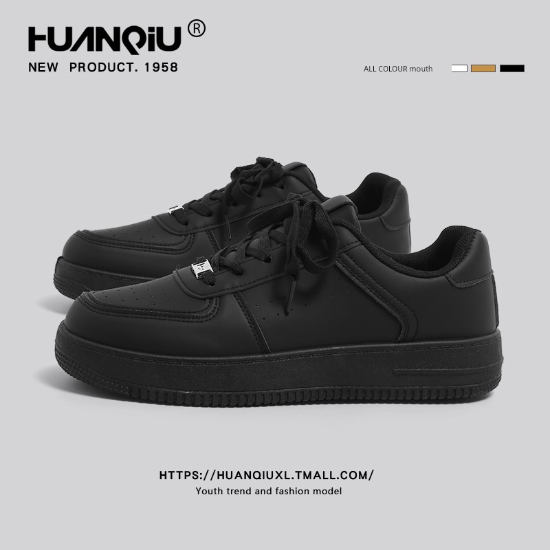 Universal Thick Sole Black Board Shoes Male 2024 New Arrival Fall and Winter Trendy All-Match Shoes Men Athleisure Black Shoes