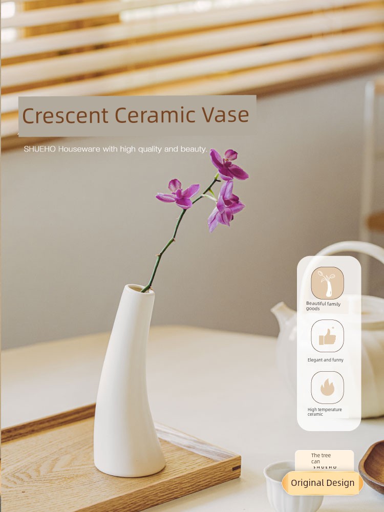 Tree Crescent Vase Ceramic Bottle Ornaments Living Room Flower Arrangement Retro Affordable Luxury Dried Flowers Fancy Small Size Ceramic Bottle