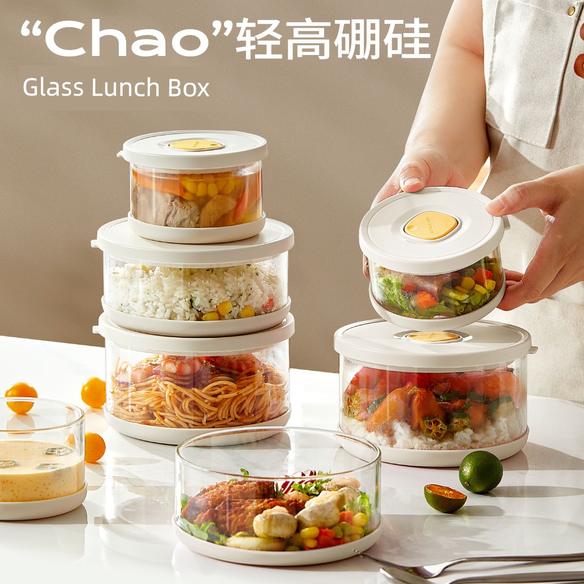 Borosilicate Glass Lunch Box Microwaveable Dedicated for Heating Office Worker Packing Lunch Box Preservation Divided Lunch Box