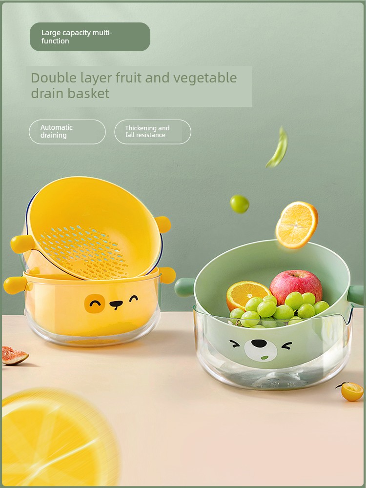Double-Deck Kitchen New Arrival Fruit Basket Living Room Washing Basin
