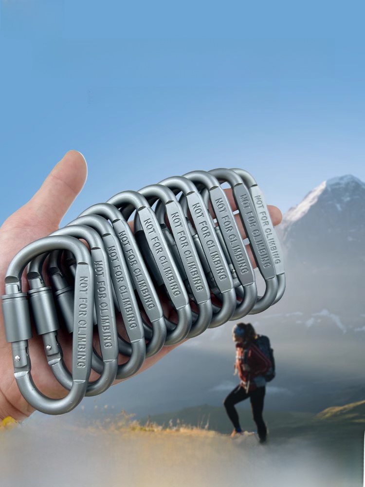 D-Type Carabiner Hanging Retaining Ring Lock Canopy Wind Rope Fast Hook Outdoor Safety Camping Equipment Buckle Hook Key