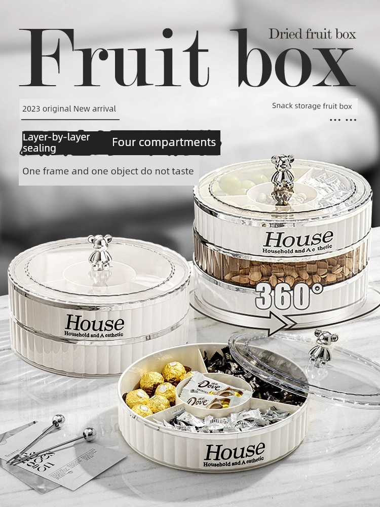 Accessible Luxury Sealed Fruit Plate For Home Living Room Coffee Table High-Grade Fruit Plate Candy Box Snack Display Plate Storage Dried Fruit Storage Box