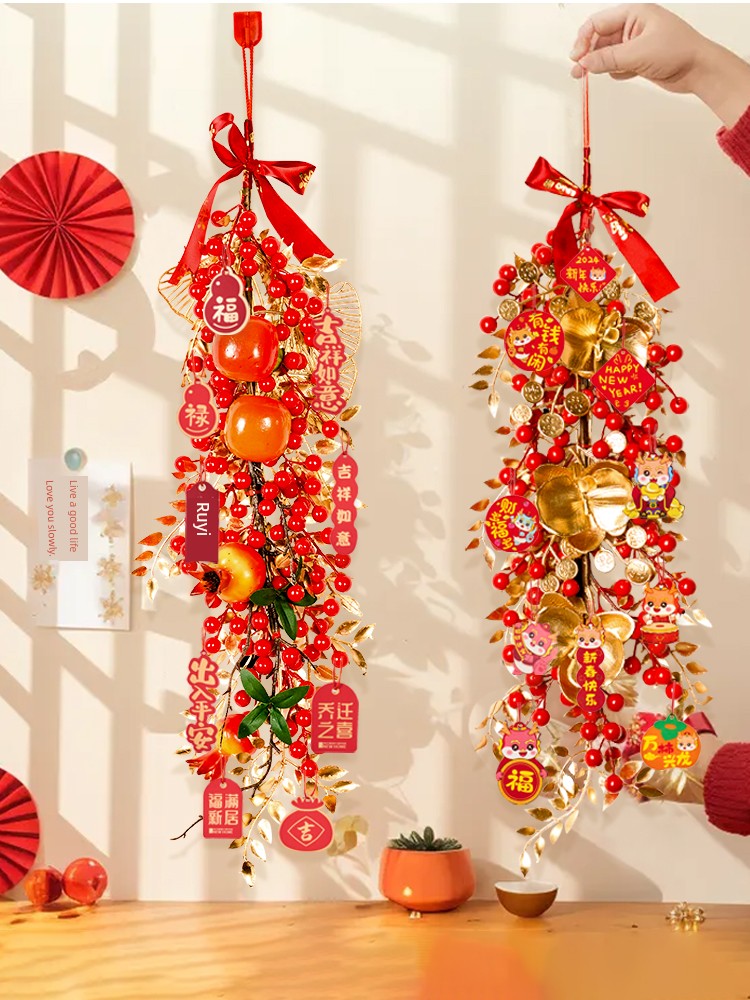 New Year New Arrival Fu Character Ornaments 2025 Chinese New Year Fortune Fruit Decorations Living Room Festive Atmosphere Layout New Year Goods