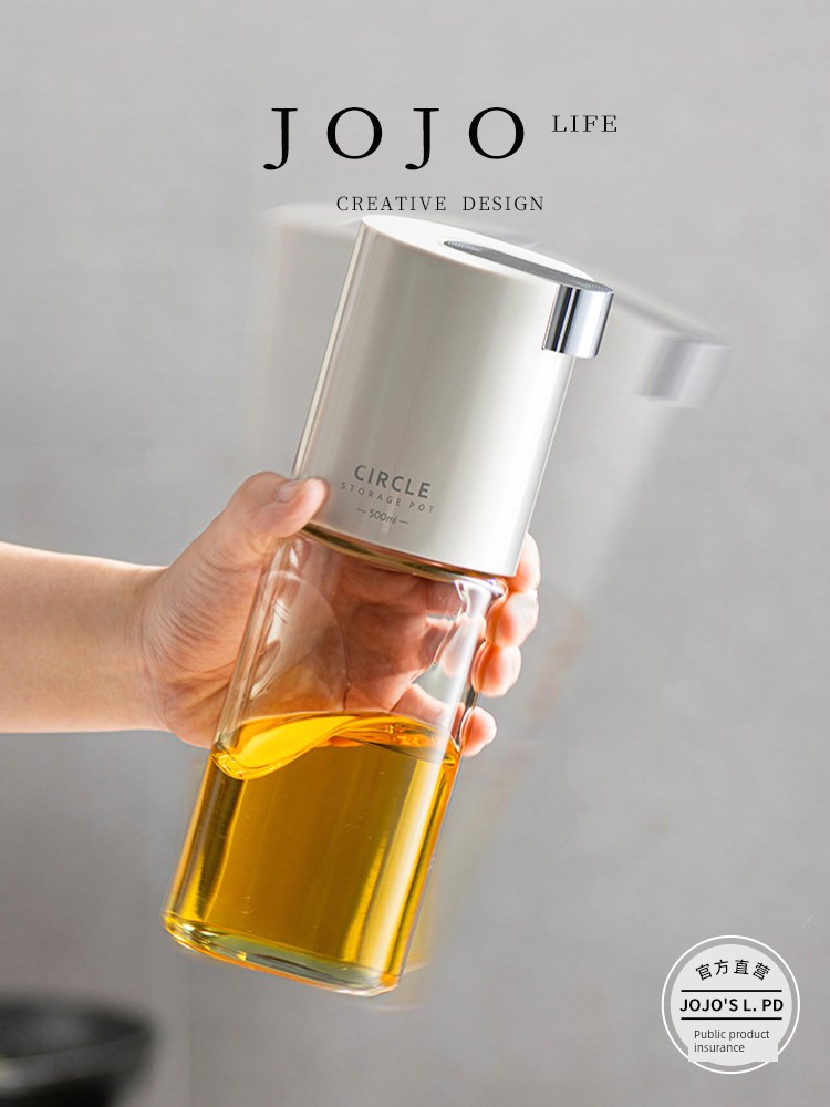 Jojo's L. Pd. Mr. Grocery. Glass Oiler Automatic Opening and Closing Leak-Proof Oil Household Kitchen | Channel Steel