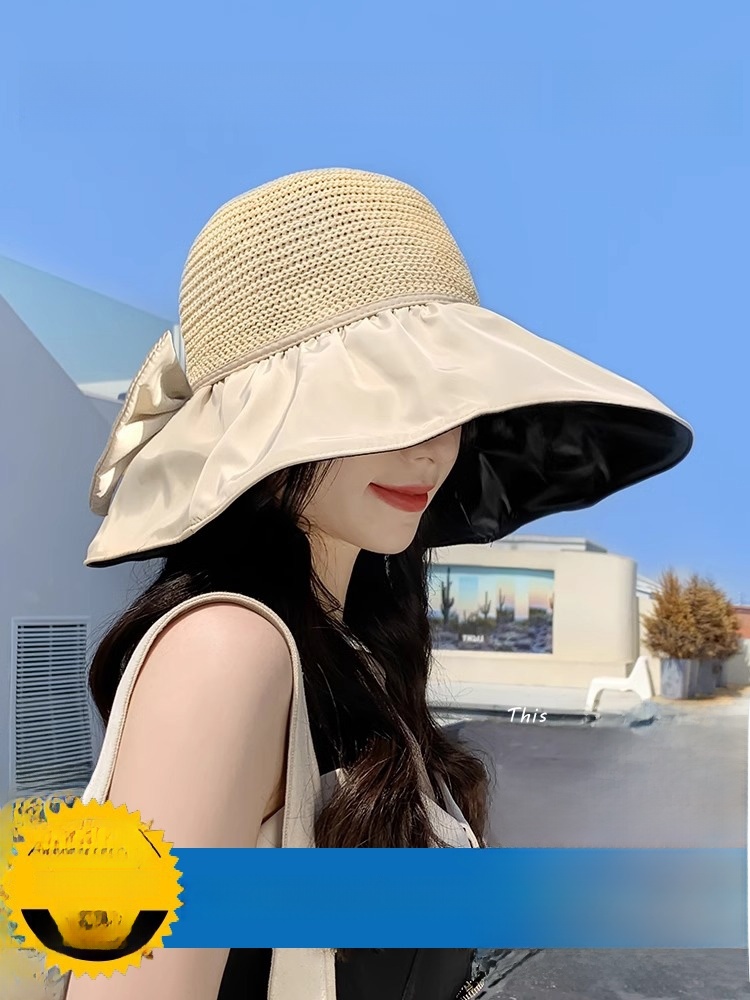 Women's Foldable Vinyl Cover Face Seaside Sun Protection Hat