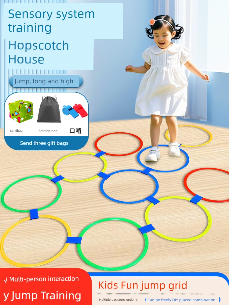 Kindergarten Sensory Training Equipment Kids Jump Ring For Home Jump House Circle Jump Plaid Physical Exercise Toys