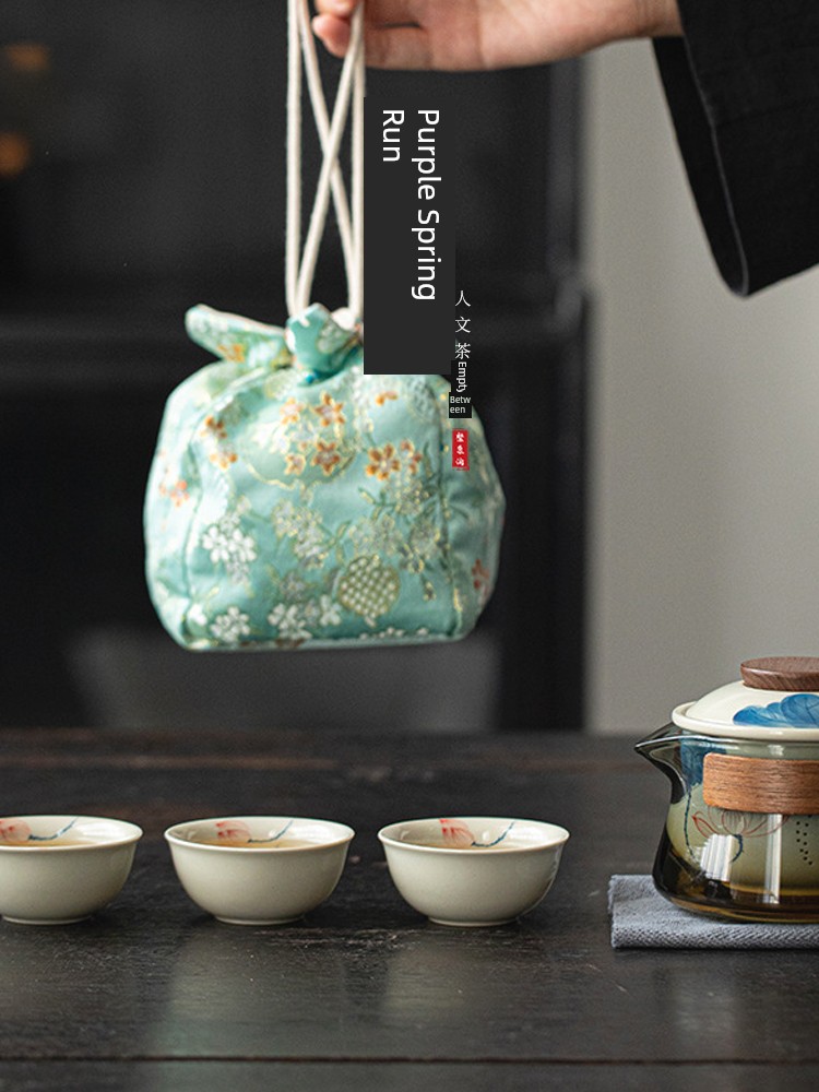 Jojo's L. Pd. Ziquan Jian. Hand Painted Quick Cup One Household Three Cups Glass Travel Tea Set | outside