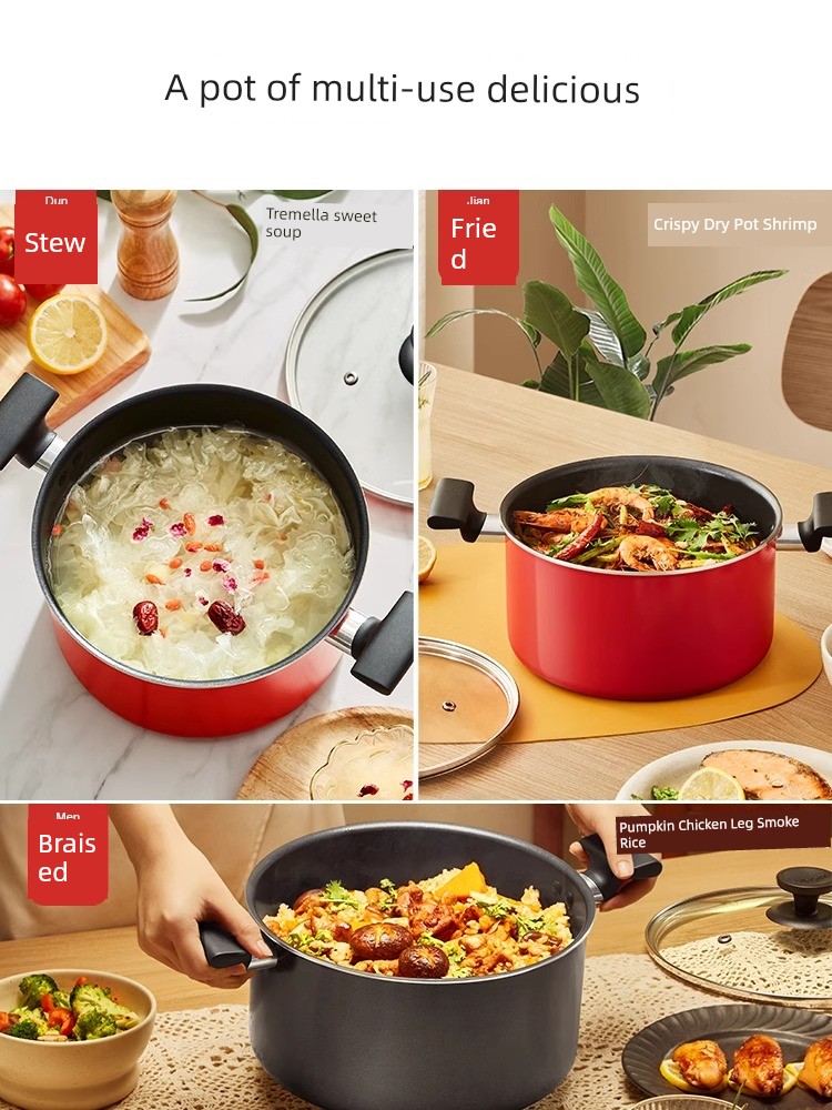 Supor Soup Pot Non-Stick Pot Stew Pot Binaural Making Soup Domestic Hot Pot Thickened Soup Gas Stove Induction Cooker Dual-Use
