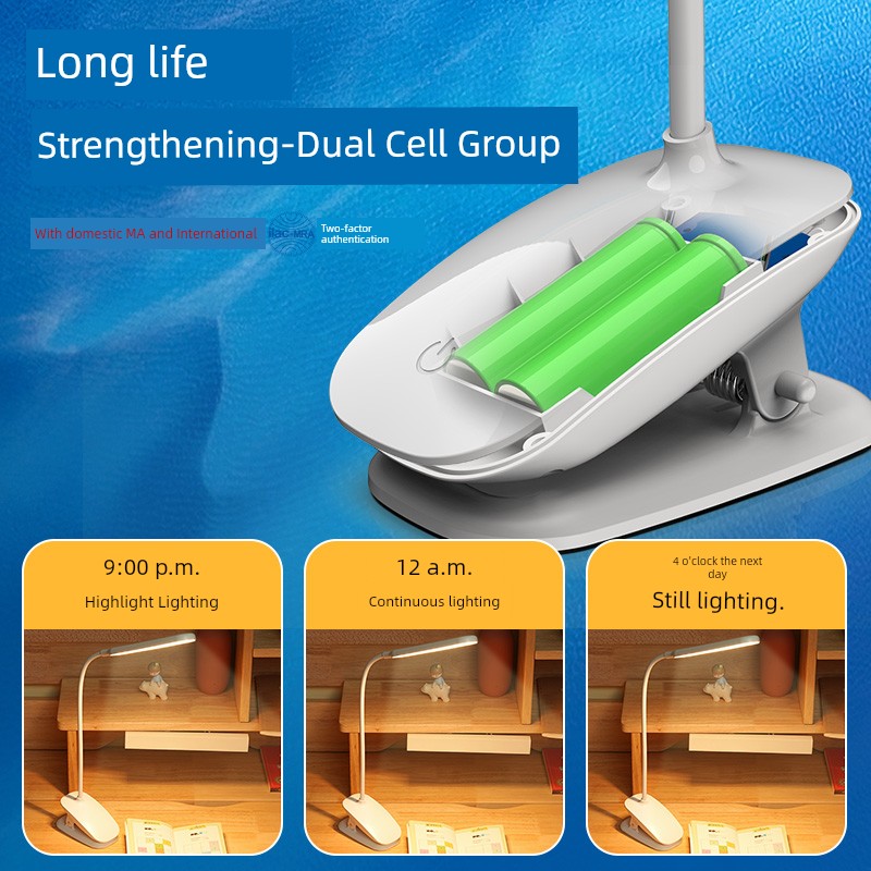 Qian Kang Clip-on Desk Lamp Learning Special Eye Protection Table Lamp with Clamp Dormitory Bedside Rechargeable College Student Ultra-Long Life Battery