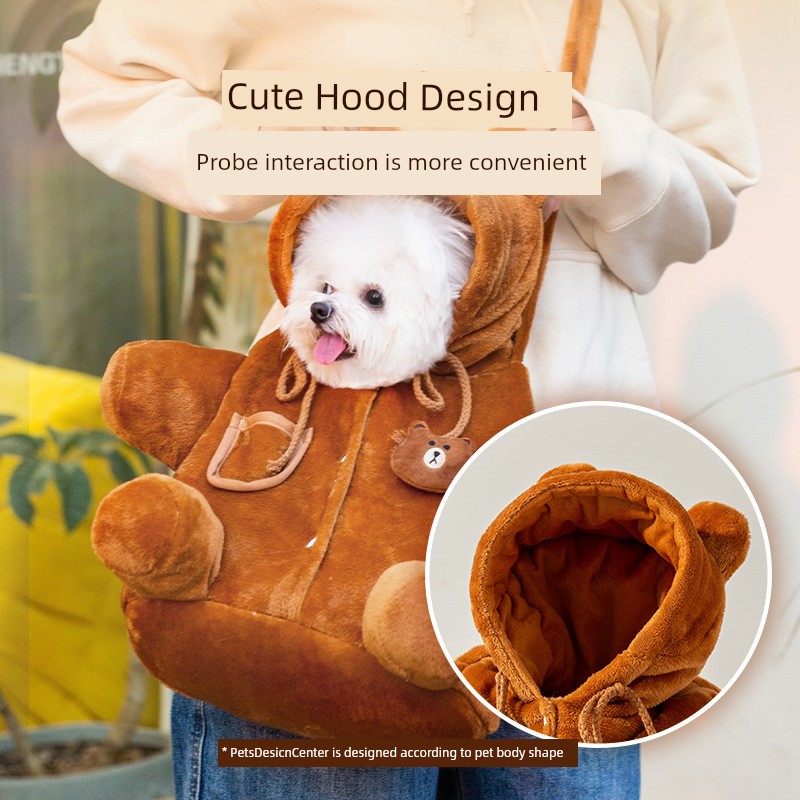 Pet Dog Hippie Dog Cute Fun Messenger Bag for Outing Handy Gadget Autumn Warm with Velvet Dog Bag for Small Size Dogs