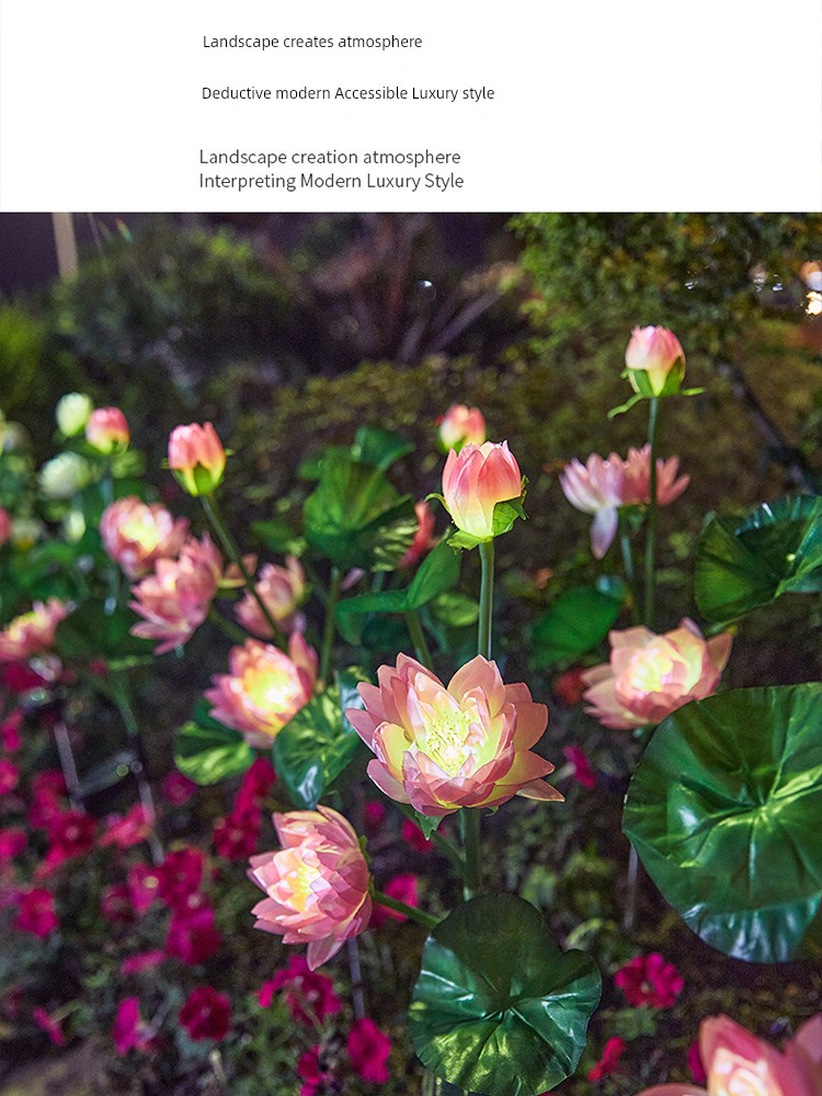 Outdoor Solar Ground Lamp Lawn Garden Lamp Garden Yard Decoration Lotus Rural LED Lighting Landscape Lamp