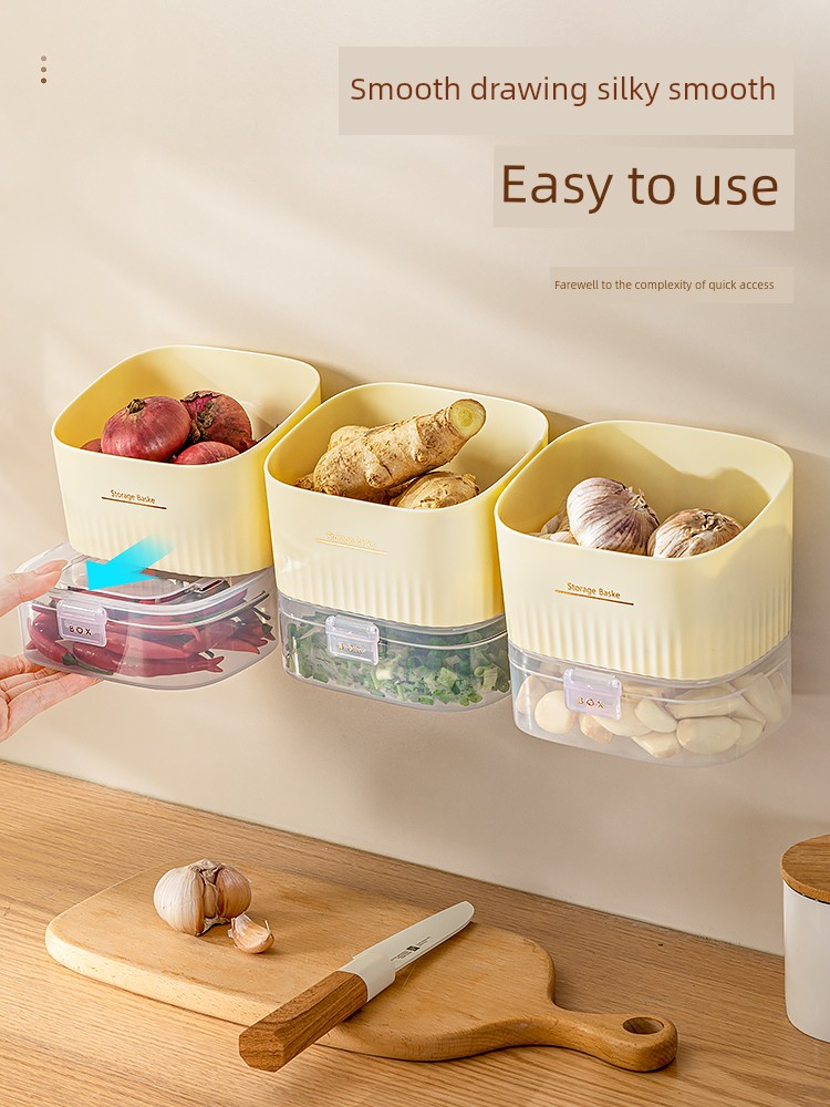 Accessible Luxury Double-Layer Onion and Garlic Box Ginger and Garlic Storage Box Wall-Mounted Storage Basket Storage Fantastic Kitchen Multi-Functional Storage Rack