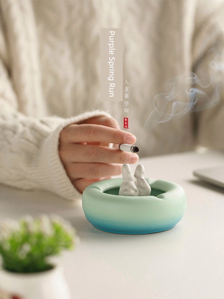 Jojo's L. Pd. Ziquan Jian. Biye Gradient Ashtray Creative Personalized Trend Anti-Gray Ceramic | Personal
