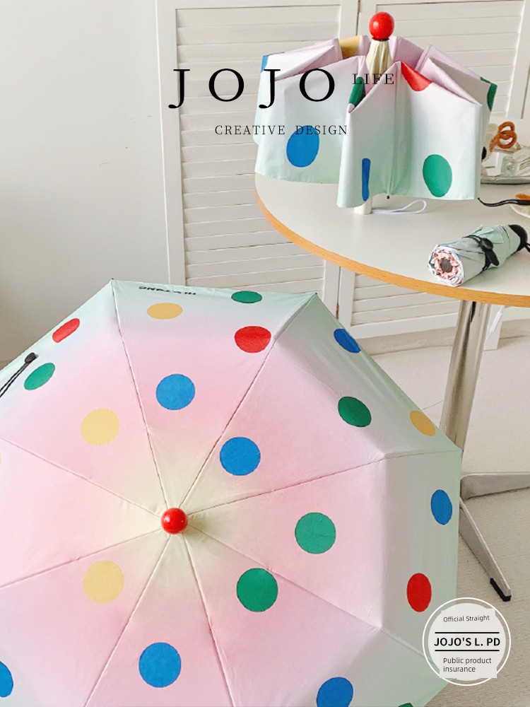 Polka Dot Automatic UV Protection Tian Chen Sunny Umbrella