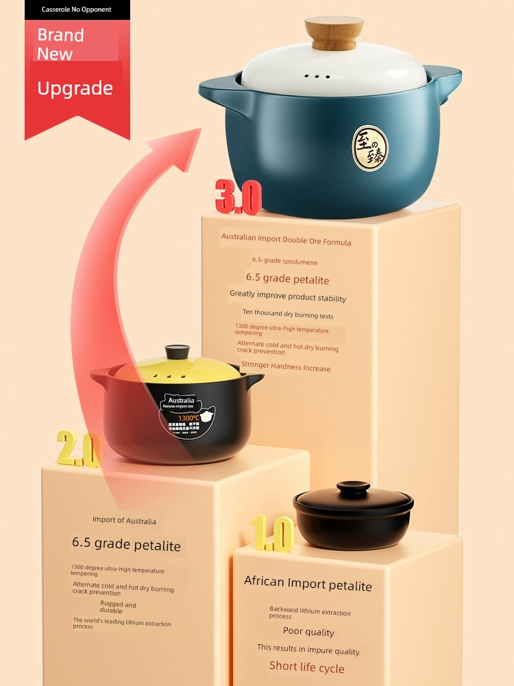 Clay Pot Casserole for Dry Burning Non-Cracking Ceramic Gas